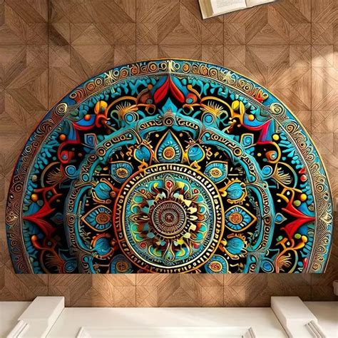 Buy MRIYA Half Round Door Mat,Semi Circle Bathroom Floor Rug,Mandala ...