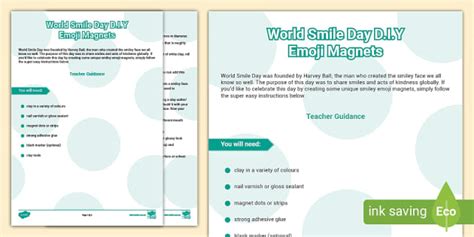😊 World Smile Day D.I.Y Emoji Magnets (teacher made)