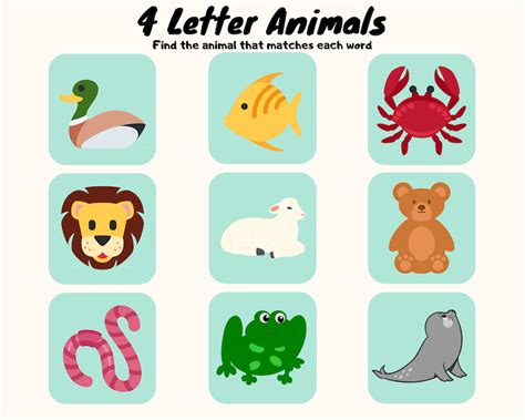 4 Letter Animals Quiz - By lruss108