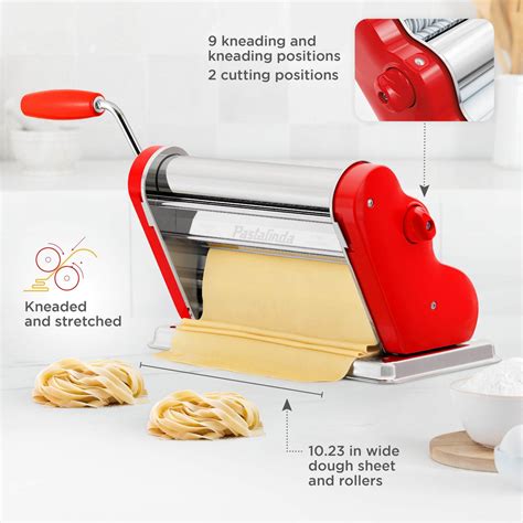 Classic 260 Red Pasta Maker Machine With Hand Crank And Two Clamps ...