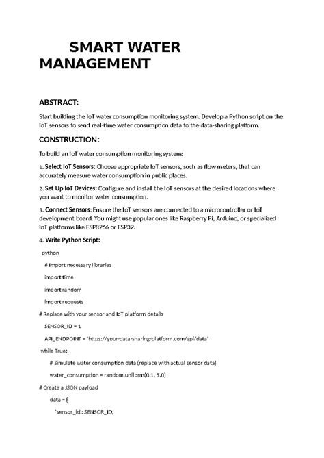 IOT Phase 3 - SMART WATER MANAGEMENT ABSTRACT: Start building the IoT ...