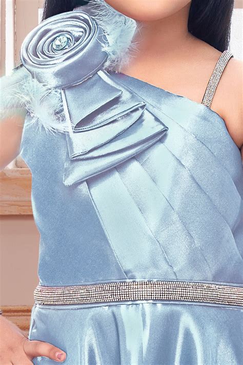 Ice Blue Stone work Long Party Frock for Girls – Seasons Chennai