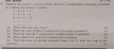 17. Observe the number pattern below. Sum of 3 consecutive counting ...