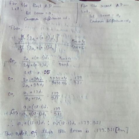 The sums of n terms of two arithmetic progressions are in the ratio 5n ...