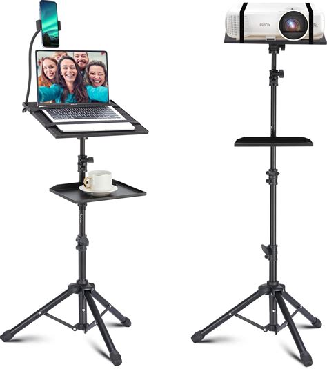 Lusweimi Projector Tripod Stand, 50” Laptop Stand with 2 Shelves for ...