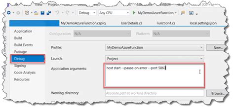 Debug Azure Functions Locally 的图像结果
