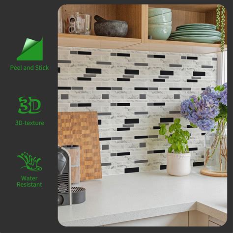 Art3d 10-Sheet Self-Adhesive Tile Backsplash for Kitchen, Vinyl ...
