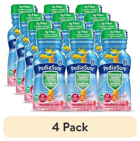 (4 pack) PediaSure Grow & Gain with Fiber for Kids Nutritional Shake ...