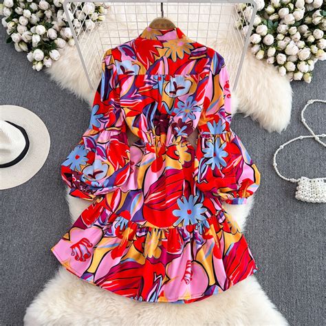 Dandelion long sleeves printed dress – TrenBee