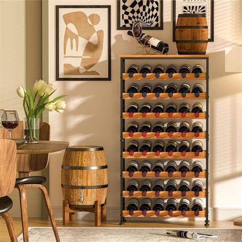 Lark Manor™ 48 Bottles Floor Wine Rack With Wood Top, Freestanding Wine ...