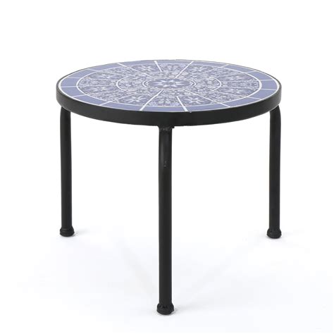 Buy Noble House Outdoor Ceramic Tile Side Table with Iron Frame, Size ...