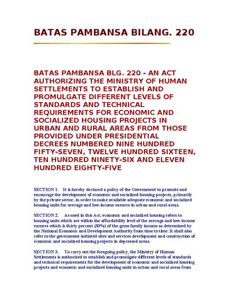 Batas Pambansa 220 - BATAS PAMBANSA BILANG. 220 BATAS PAMBANSA BLG. 220 ...