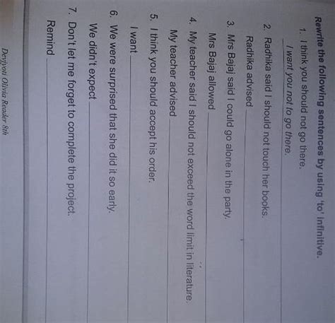 Rewrite the sentences by using 'to' infinitive - Brainly.in