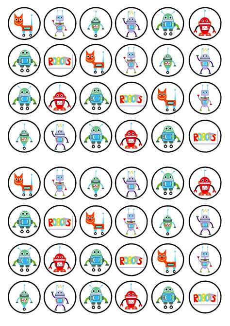 Buy 48 Robots Theme Edible Cupcake Toppers - Stand Up Wafer Cake ...