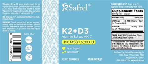 Safrel Vitamin K2 (MK7) 120 MCG and D3 5000 IU India | Ubuy