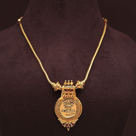 Real Gold Tone Lakshmi Pendant Kerala Chain