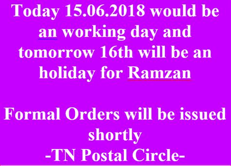 Today 15.06.2018 would be an working day and Tomorrow 16th will be an ...