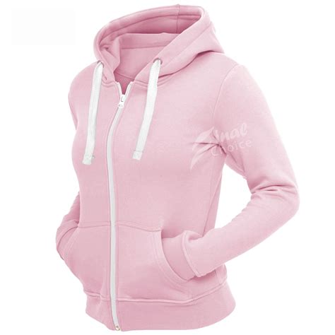 Think-louder Ladies Plain Zip Up Zipper Hoodies Sweatshirts Top Jacket ...