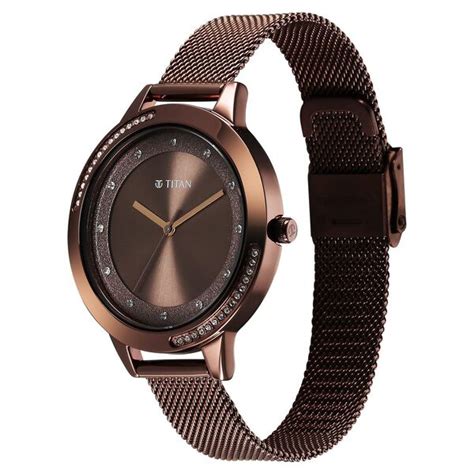 Buy Online Titan Razzle Dazzle Quartz Analog Brown Dial Stainless Steel ...