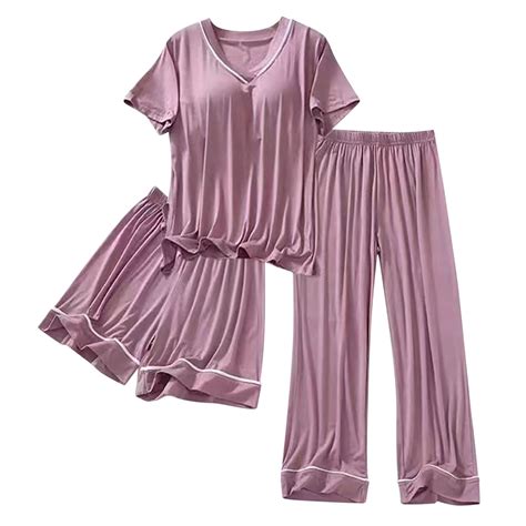 Ecqkame Women's Summer Silk Satin Pajama Set, 3-Piece Loungewear, Hot ...