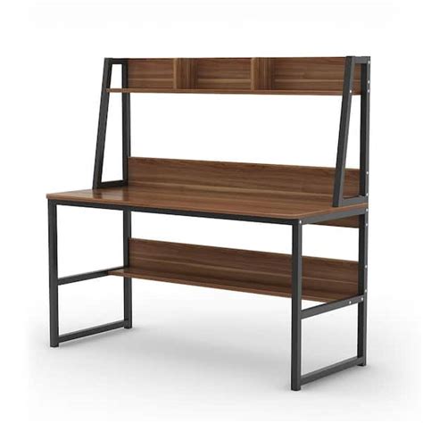 Harold 47 in. Brown Computer Desk with Hutch and India | Ubuy
