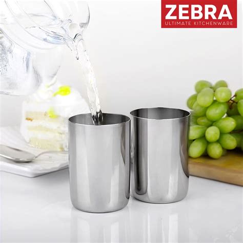 Buy ZEBRA Set of 6 Stainless Steel Glass - 300ml from Zebra at just INR ...