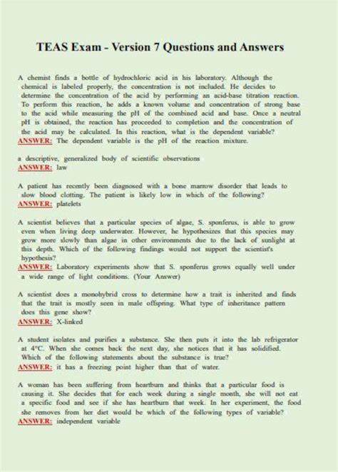 TEAS Exam - Version 7 Questions and Answers 2024/2025 - Etsy