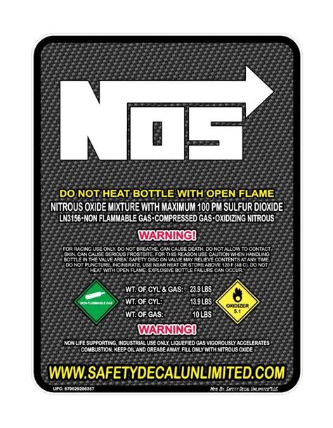 Nitrous Oxide Bottle Replacement Refill Peel and Stick Label Decal ...