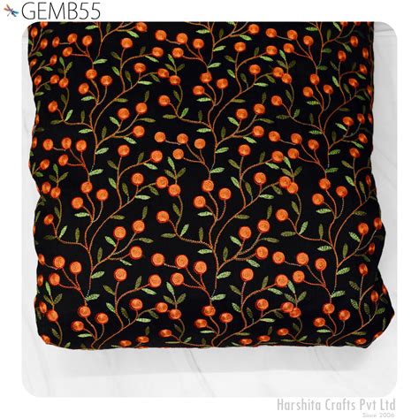 Embroidered Fabric by the yard Sewing DIY Crafting Indian Embroidery W ...