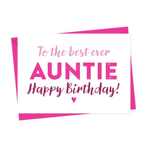 Birthday Card for Aunt, Auntie Or Aunty - A is for Alphabet