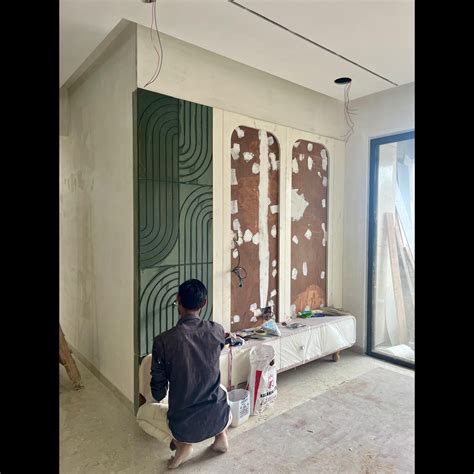 Tv unit detailing with duco paint | AB Architects - Pune