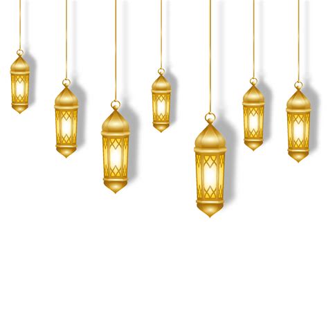 Realistic gold lanterns are isolated. Ramadan kareem salam Islami ...