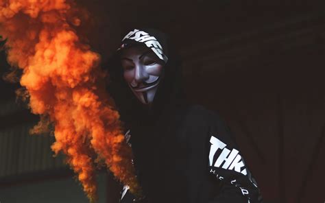 Download wallpaper 2560x1600 mask, colored smoke, hood, smoke ...