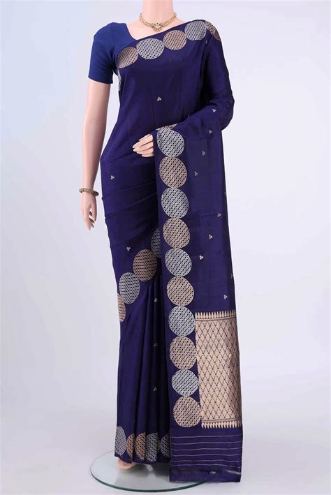Navy Blue Banarasi Katan Silk Saree – Nalli Silk Sarees Pvt Ltd
