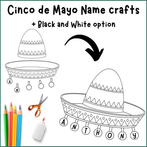 Cinco de Mayo Name Crafts - Cinco de Mayo hat crafts - Cinco de Mayo ...