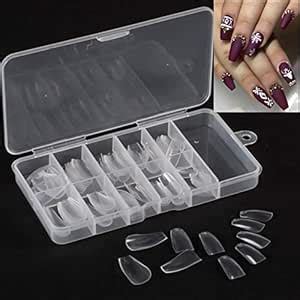 Buy ruoyan Clear: Coffin Nail Tips False Nails Nail Art Ballerina ...