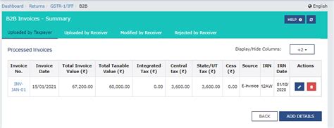 Creation of Outward Supplies Return in GSTR-1