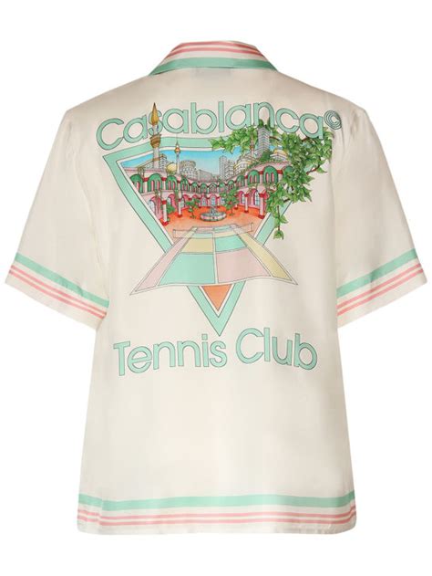 Tennis club printed silk twill shirt - Casablanca - Men | Luisaviaroma