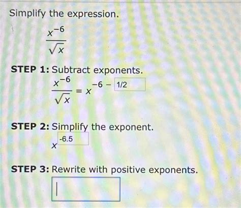 Solved Simplify the expression.x-6x2STEP 1: Subtract | Chegg.com