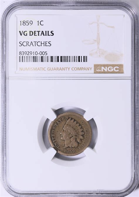1859 Indian Cent NGC VG Details (Item 1878374) | GreatCollections Coin ...