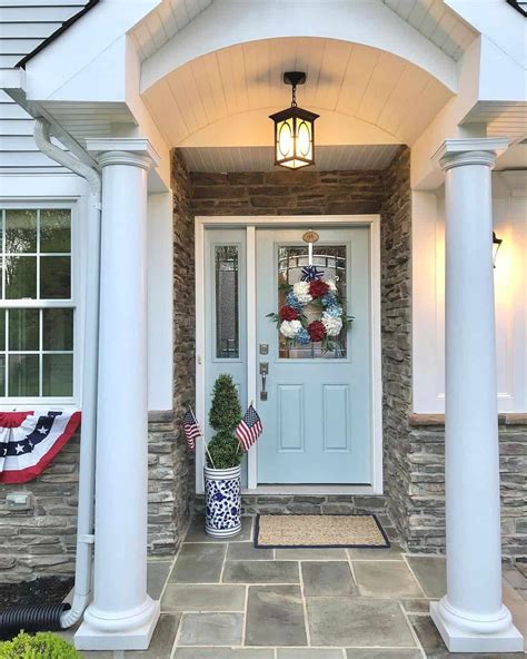 Patriotic Porch with Pale Blue Front Door - Soul & Lane