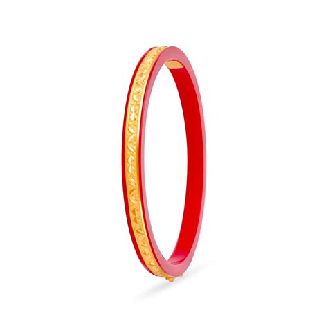 Gold Border Red Pola Bangle