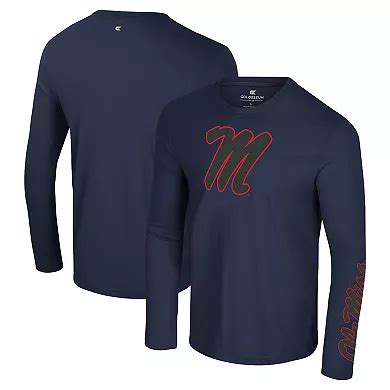 Men's Colosseum Navy Ole Miss Rebels Color Pop Active Blend 2-Hit Long ...