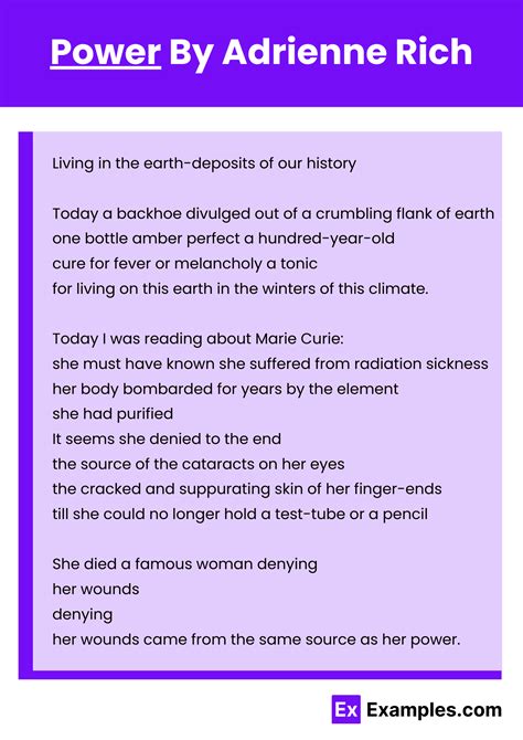 Power Poem by Adrienne Rich to Download