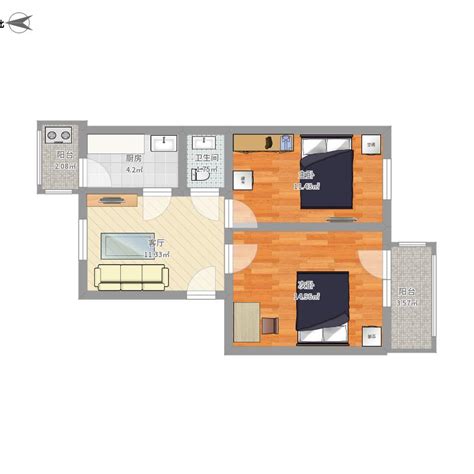 50平米两室一厅设计,50平米廉租房简装图,50平两室一厅装修图_大山谷图库