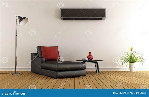 Living Room with Air Conditioner Stock Illustration - Illustration of ...