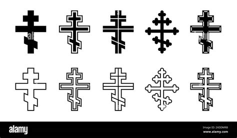 Orthodox cross set, silhouette of religious Christian symbol, icon ...