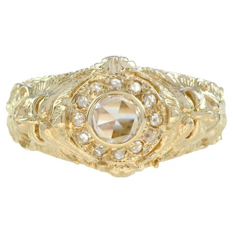Antique Victorian 10K Yellow Gold Old Cut Diamond Engraved Ring For ...