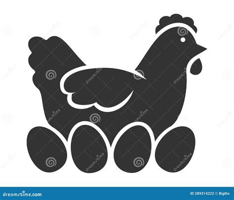 Hen and Eggs Silhouette Icon Stock Vector - Illustration of icon ...