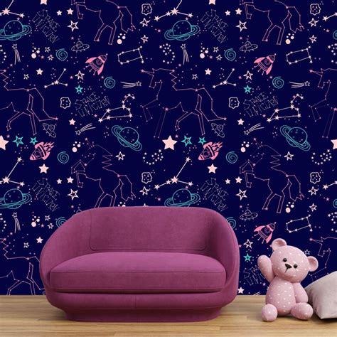 Unicorn Constellation in Space Girls Wallpaper - Magicdecor®
